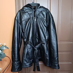 Wilsons Leather Women's size L Hoodie Y2K Winter Leather Jacket